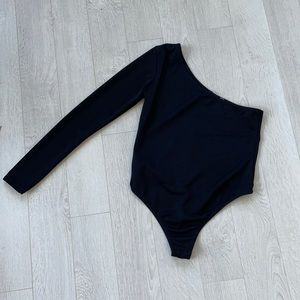 PLT one sleeve black bodysuit